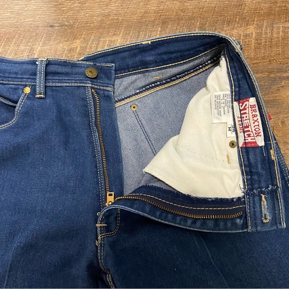 Braxton Stretch Indigo Straight Leg Jeans with Contrasting Top Stitching SZ 34/M - Picture 4 of 10